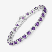 Bids.com 10.01 Carat Genuine Amethyst and White Diamond .925 Sterling Silver Bracelet Bracelets White Smoke size 5.50