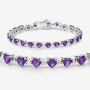 Bids.com 10.01 Carat Genuine Amethyst and White Diamond .925 Sterling Silver Bracelet Bracelets White Smoke size 5.50