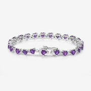 Bids.com 10.01 Carat Genuine Amethyst and White Diamond .925 Sterling Silver Bracelet Bracelets White Smoke size 5.50