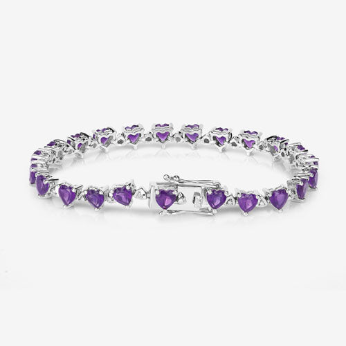 Bids.com 10.01 Carat Genuine Amethyst and White Diamond .925 Sterling Silver Bracelet Bracelets White Smoke size 5.50