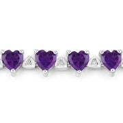 Bids.com 10.01 Carat Genuine Amethyst and White Diamond .925 Sterling Silver Bracelet Bracelets White Smoke size 5.50