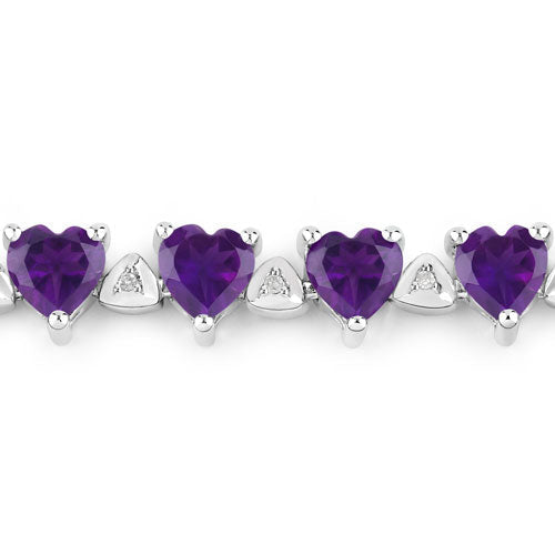 Bids.com 10.01 Carat Genuine Amethyst and White Diamond .925 Sterling Silver Bracelet Bracelets White Smoke size 5.50