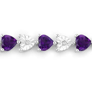 Bids.com 6.59 Carat Genuine Amethyst and White Diamond .925 Sterling Silver Bracelet Bracelets Lavender size 7.25
