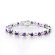 Bids.com 6.59 Carat Genuine Amethyst and White Diamond .925 Sterling Silver Bracelet Bracelets White Smoke size 7.25