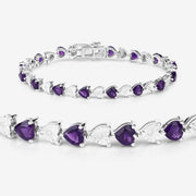 Bids.com 6.59 Carat Genuine Amethyst and White Diamond .925 Sterling Silver Bracelet Bracelets White Smoke size 7.25
