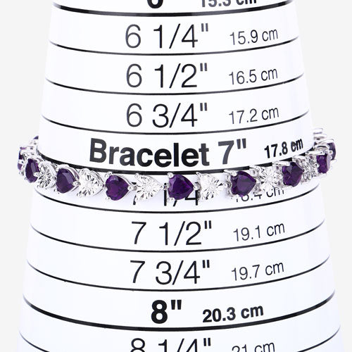 Bids.com 6.59 Carat Genuine Amethyst and White Diamond .925 Sterling Silver Bracelet Bracelets White Smoke size 7.25
