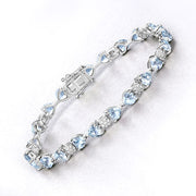 Bids.com 7.36 Carat Genuine Aquamarine and White Diamond .925 Sterling Silver Bracelet Bracelets White Smoke size 7.25
