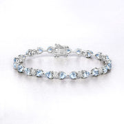 Bids.com 7.36 Carat Genuine Aquamarine and White Diamond .925 Sterling Silver Bracelet Bracelets White Smoke size 7.25