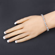 Bids.com 7.36 Carat Genuine Aquamarine and White Diamond .925 Sterling Silver Bracelet Bracelets Dark Slate Gray size 7.25