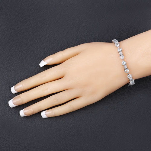 Bids.com 7.36 Carat Genuine Aquamarine and White Diamond .925 Sterling Silver Bracelet Bracelets Dark Slate Gray size 7.25