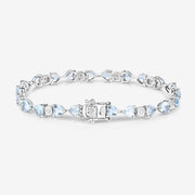 Bids.com 7.36 Carat Genuine Aquamarine and White Diamond .925 Sterling Silver Bracelet Bracelets White Smoke size 7.25