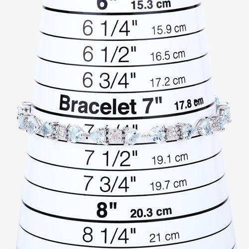Bids.com 7.36 Carat Genuine Aquamarine and White Diamond .925 Sterling Silver Bracelet Bracelets White Smoke size 7.25