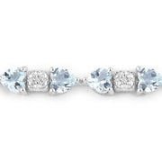 Bids.com 7.36 Carat Genuine Aquamarine and White Diamond .925 Sterling Silver Bracelet Bracelets White Smoke size 7.25