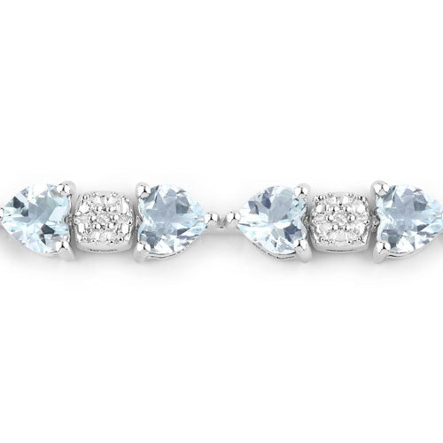Bids.com 7.36 Carat Genuine Aquamarine and White Diamond .925 Sterling Silver Bracelet Bracelets White Smoke size 7.25