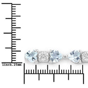 Bids.com 7.36 Carat Genuine Aquamarine and White Diamond .925 Sterling Silver Bracelet Bracelets White Smoke size 7.25
