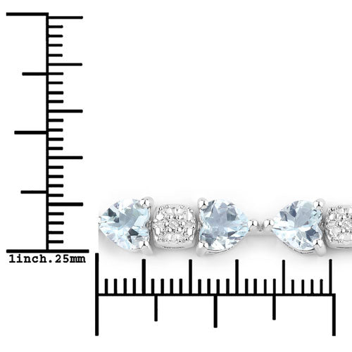Bids.com 7.36 Carat Genuine Aquamarine and White Diamond .925 Sterling Silver Bracelet Bracelets White Smoke size 7.25