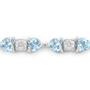 Bids.com 11.10 Carat Genuine Blue Topaz and White Diamond .925 Sterling Silver Bracelet Bracelets White Smoke size 7.25