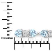 Bids.com 11.10 Carat Genuine Blue Topaz and White Diamond .925 Sterling Silver Bracelet Bracelets White Smoke size 7.25
