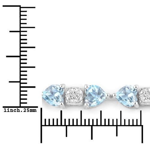 Bids.com 11.10 Carat Genuine Blue Topaz and White Diamond .925 Sterling Silver Bracelet Bracelets White Smoke size 7.25