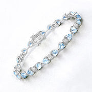 Bids.com 11.10 Carat Genuine Blue Topaz and White Diamond .925 Sterling Silver Bracelet Bracelets White Smoke size 7.25