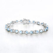 Bids.com 11.10 Carat Genuine Blue Topaz and White Diamond .925 Sterling Silver Bracelet Bracelets White Smoke size 7.25