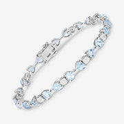 Bids.com 11.10 Carat Genuine Blue Topaz and White Diamond .925 Sterling Silver Bracelet Bracelets White Smoke size 7.25