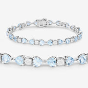 Bids.com 11.10 Carat Genuine Blue Topaz and White Diamond .925 Sterling Silver Bracelet Bracelets White Smoke size 7.25