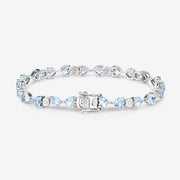 Bids.com 11.10 Carat Genuine Blue Topaz and White Diamond .925 Sterling Silver Bracelet Bracelets White Smoke size 7.25