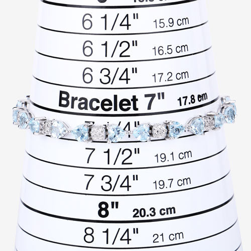 Bids.com 11.10 Carat Genuine Blue Topaz and White Diamond .925 Sterling Silver Bracelet Bracelets White Smoke size 7.25