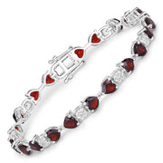 Bids.com 11.10 Carat Genuine Garnet and White Diamond .925 Sterling Silver Bracelet Bracelets White Smoke size 7.25