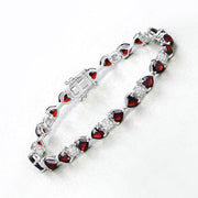 Bids.com 11.10 Carat Genuine Garnet and White Diamond .925 Sterling Silver Bracelet Bracelets White Smoke size 7.25