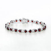 Bids.com 11.10 Carat Genuine Garnet and White Diamond .925 Sterling Silver Bracelet Bracelets White Smoke size 7.25