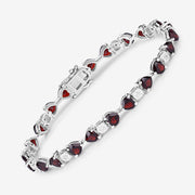 Bids.com 11.10 Carat Genuine Garnet and White Diamond .925 Sterling Silver Bracelet Bracelets White Smoke size 7.25