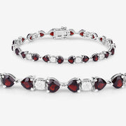 Bids.com 11.10 Carat Genuine Garnet and White Diamond .925 Sterling Silver Bracelet Bracelets White Smoke size 7.25