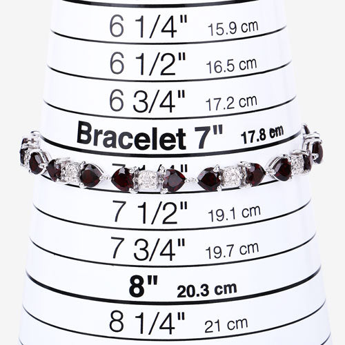 Bids.com 11.10 Carat Genuine Garnet and White Diamond .925 Sterling Silver Bracelet Bracelets White Smoke size 7.25