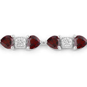 Bids.com 11.10 Carat Genuine Garnet and White Diamond .925 Sterling Silver Bracelet Bracelets White Smoke size 7.25