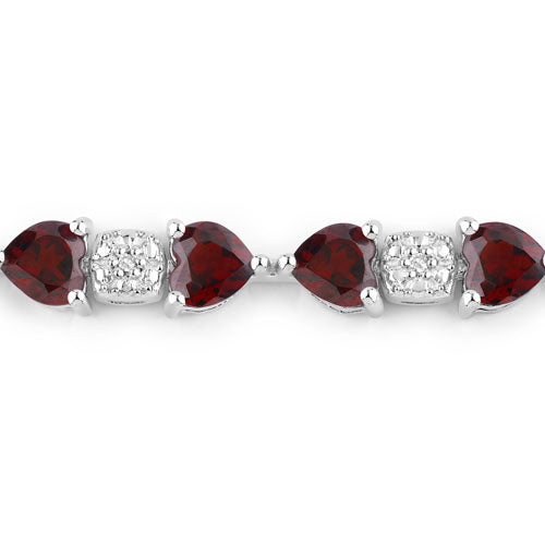 Bids.com 11.10 Carat Genuine Garnet and White Diamond .925 Sterling Silver Bracelet Bracelets White Smoke size 7.25