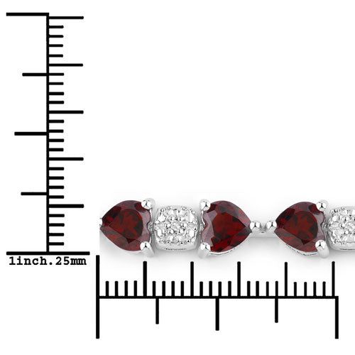 Bids.com 11.10 Carat Genuine Garnet and White Diamond .925 Sterling Silver Bracelet Bracelets White Smoke size 7.25