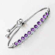 Bids.com 2.64 Carat Genuine Amethyst .925 Sterling Silver Bracelet Bracelets Lavender size 10.00