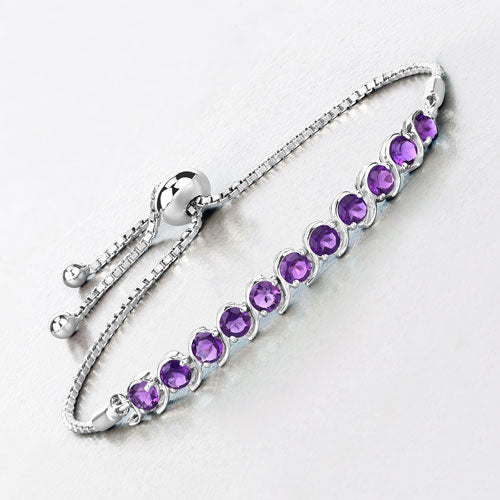 Bids.com 2.64 Carat Genuine Amethyst .925 Sterling Silver Bracelet Bracelets Lavender size 10.00