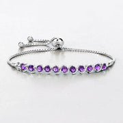 Bids.com 2.64 Carat Genuine Amethyst .925 Sterling Silver Bracelet Bracelets Lavender size 10.00