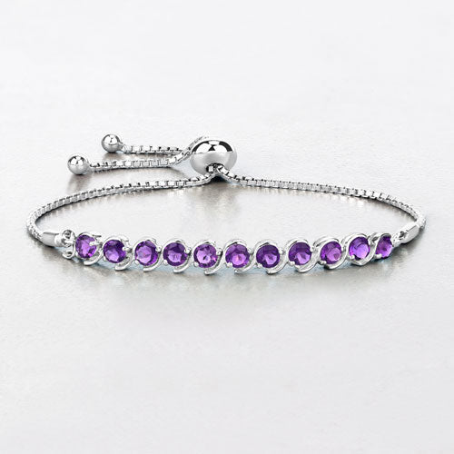 Bids.com 2.64 Carat Genuine Amethyst .925 Sterling Silver Bracelet Bracelets Lavender size 10.00