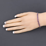 Bids.com 2.64 Carat Genuine Amethyst .925 Sterling Silver Bracelet Bracelets Wheat size 10.00