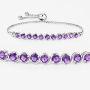 Bids.com 2.64 Carat Genuine Amethyst .925 Sterling Silver Bracelet Bracelets White Smoke size 10.00