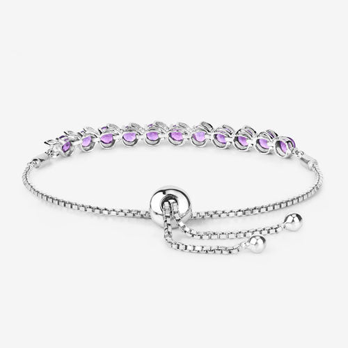 Bids.com 2.64 Carat Genuine Amethyst .925 Sterling Silver Bracelet Bracelets White Smoke size 10.00
