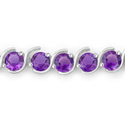 Bids.com 2.64 Carat Genuine Amethyst .925 Sterling Silver Bracelet Bracelets White Smoke size 10.00