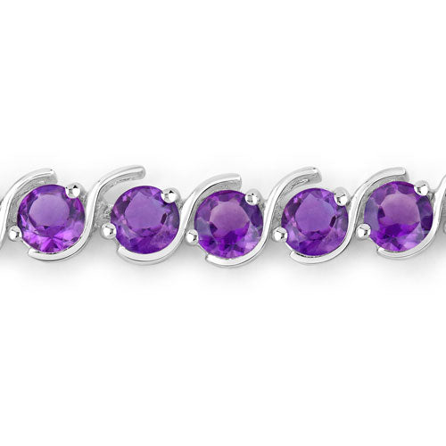 Bids.com 2.64 Carat Genuine Amethyst .925 Sterling Silver Bracelet Bracelets White Smoke size 10.00