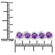 Bids.com 2.64 Carat Genuine Amethyst .925 Sterling Silver Bracelet Bracelets White Smoke size 10.00