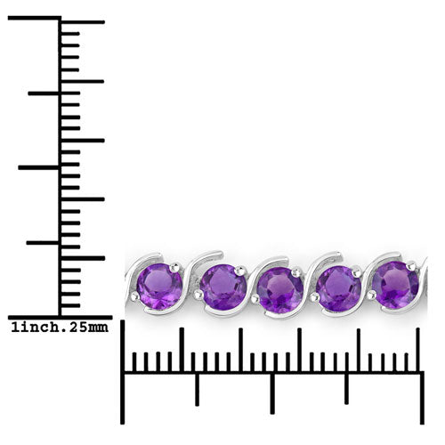 Bids.com 2.64 Carat Genuine Amethyst .925 Sterling Silver Bracelet Bracelets White Smoke size 10.00