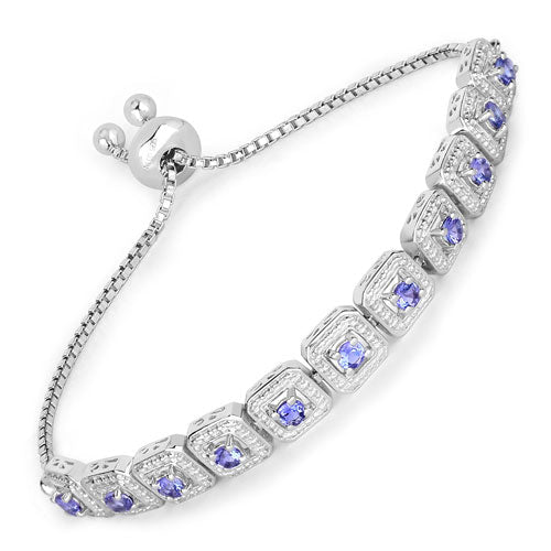 Bids.com 1.10 Carat Genuine Tanzanite .925 Sterling Silver Bracelet Bracelets White Smoke size 10.00